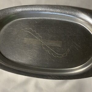 11" Oval Deco Era Kensington Aluminum Oval Display Serving  Tray Vintage